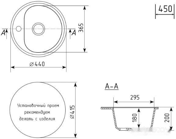Кухонная мойка Mixline ML-GM10 551809 (черный), фото 5