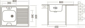 Кухонная мойка Ukinox STD800.600 5C 0RS (с сифоном)