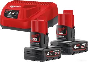Аккумулятор с зарядным устройством Milwaukee M12 M12NRG-402 4933459211 (2 x 12В/4 Ач + 12В)