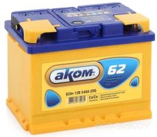 Автомобильный аккумулятор AKOM 6СТ-62 Евро
