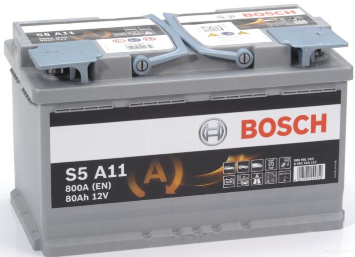 Автомобильный аккумулятор Bosch S5 AGM (80 А/ч), фото 1
