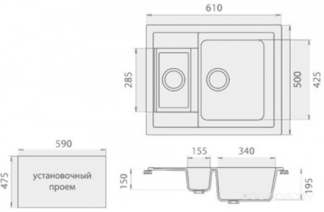 Кухонная мойка Gerhans C01 (Black), фото 2