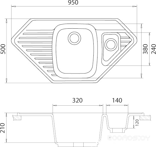 Кухонная мойка Gerhans E10 (Black), фото 2