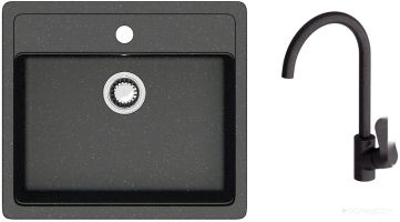 Кухонная мойка Berge BR-5750 + Like F8007122 (черный)