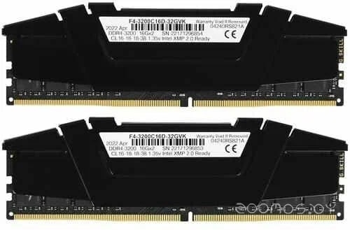 Оперативная память G.SKILL Ripjaws V 2x16GB DDR4 PC4-32000 F4-4000C18D-32GVK, фото 2