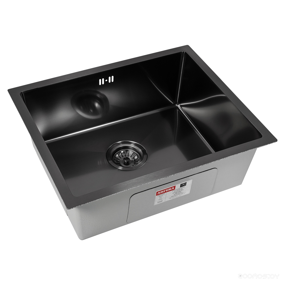 Кухонная мойка ARFEKA ECO AR 550*450 BLACK PVD NANO DECOR MILLET GRAINS, фото 2