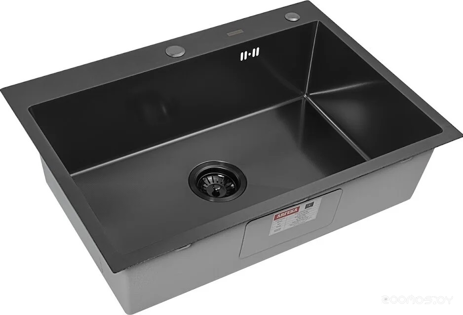 Кухонная мойка ARFEKA ECO AR 700*500 BLACK PVD NANO DECOR MILLET GRAINS, фото 2