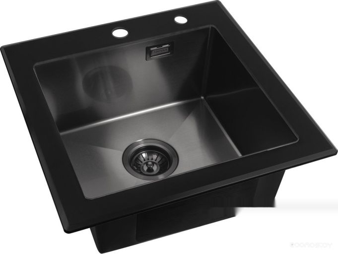 Кухонная мойка ARFEKA ECO AR 500*500 GS BLACK GLASS + BLACK PVD NANO