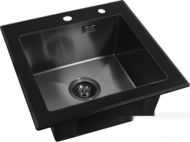 Кухонная мойка ARFEKA ECO AR 500*500 GS BLACK GLASS + BLACK PVD NANO