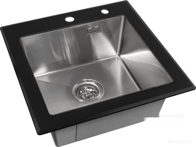 Кухонная мойка ARFEKA ECO AR 500*500 GS BLACK GLASS + SATIN