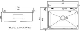 Кухонная мойка ARFEKA ECO AR 700*500 GOLD PVD NANO