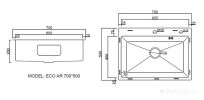 Кухонная мойка ARFEKA ECO AR 700*500 GOLD PVD NANO DECOR