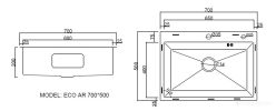 Кухонная мойка ARFEKA ECO AR 700*500 SATIN DECOR