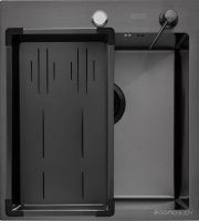 Кухонная мойка ARFEKA Eco AR мойка 450*500, коландер G, дозатор Black