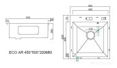 Кухонная мойка ARFEKA Eco AR мойка 450*500, коландер G, дозатор Black