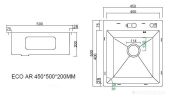 Кухонная мойка ARFEKA Eco AR мойка 450*500, коландер G, дозатор Satin
