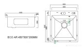 Кухонная мойка ARFEKA Eco AR мойка 450*500, коландер, дозатор SATIN DECOR MILLET GRAINS