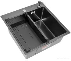 Кухонная мойка ARFEKA Eco AR мойка 500*500, коландер G, дозатор Black Decor