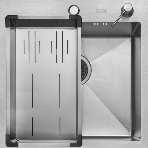 Кухонная мойка ARFEKA Eco AR мойка 500*500, коландер G, дозатор Satin Decor Volcanic