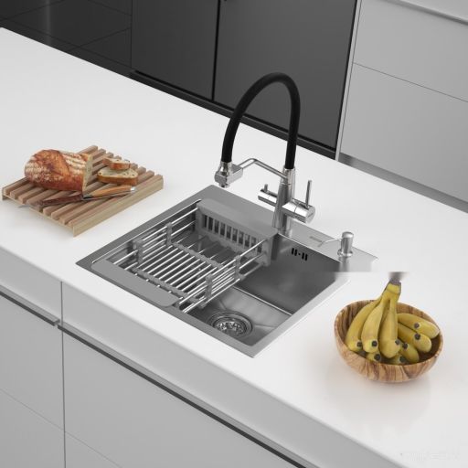 Кухонная мойка ARFEKA ECO AR мойка 500*500, коландер, дозатор SATIN DECOR VOLCANIC ROCK