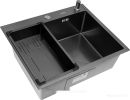 Кухонная мойка ARFEKA Eco AR мойка 600*500, коландер G, дозатор Black Decor Volcanic