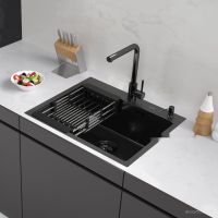 Кухонная мойка ARFEKA ECO AR мойка 600*500, коландер, дозатор BLACK DECOR VOLCANIC ROCK