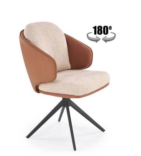 Стул HALMAR K554 коричневый/бежевый/черный, поворотный, фото 1