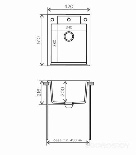 Кухонная мойка Polygran Argo-420 (белый хлопок 36), фото 2