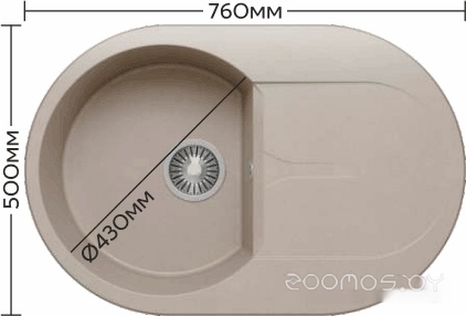Кухонная мойка Polygran Atol-760 (белый хлопок 36), фото 2