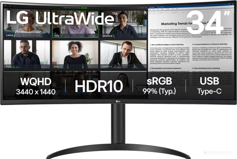 Монитор LG UltraWide 34WR55QK-B