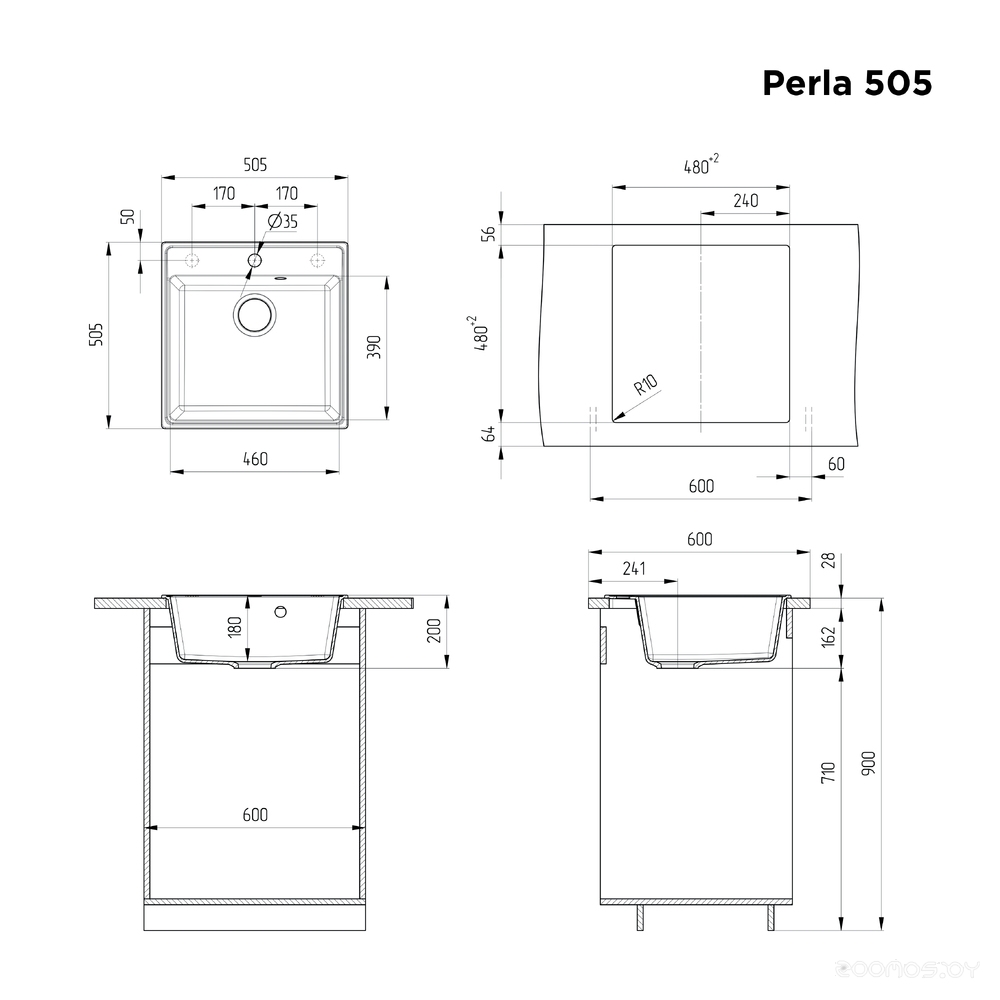 Кухонная мойка Maunfeld Perla 505 MFQS-505LBG светло-бежевый, фото 3