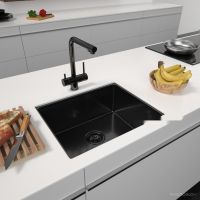 Кухонная мойка ARFEKA ECO AR 550*450 BLACK PVD NANO DECOR VOLCANIC ROCK