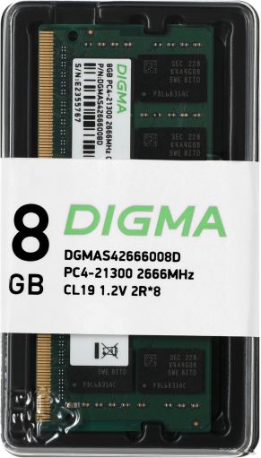 Оперативная память DIGMA 8ГБ DDR4 SODIMM 2666 МГц DGMAS42666008D