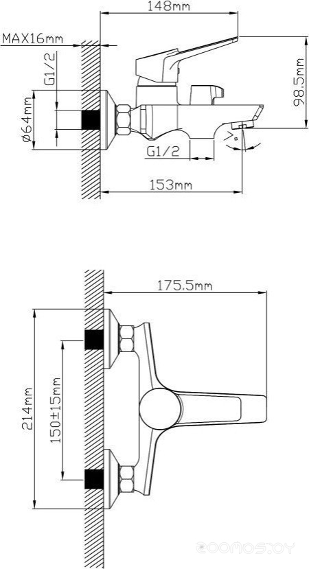 Смеситель Econoce D35-A 570 EC0573BL (черный), фото 2