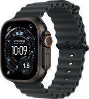 Умные часы Apple Watch Ultra 3 LTE 49 мм (титановый корпус, черный/черный, ремешок из эластомера)