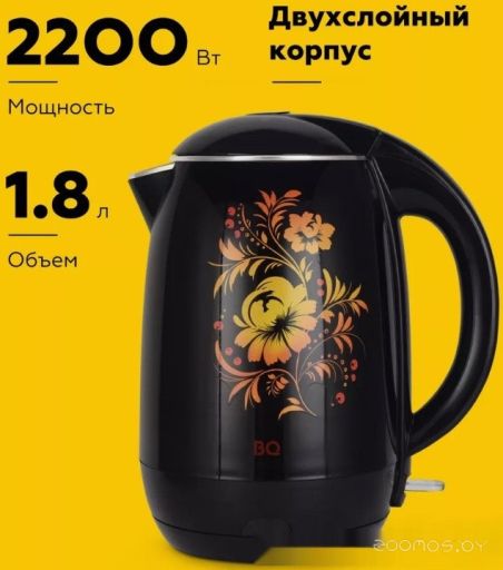Электрический чайник BQ KT1702P (черный/цветы)