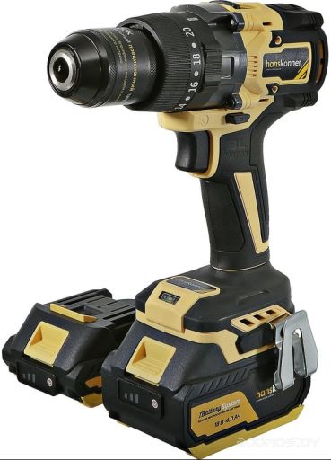 Ударная дрель-шуруповерт Hanskonner HCD18165BLI (с 2-мя АКБ, кейс)