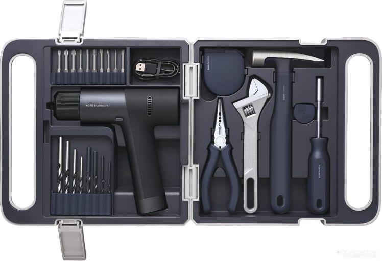 Дрель-шуруповерт HOTO 12V Brushless Drill Kit QWDZGJ001 (с АКБ, кейс, набор инструментов)