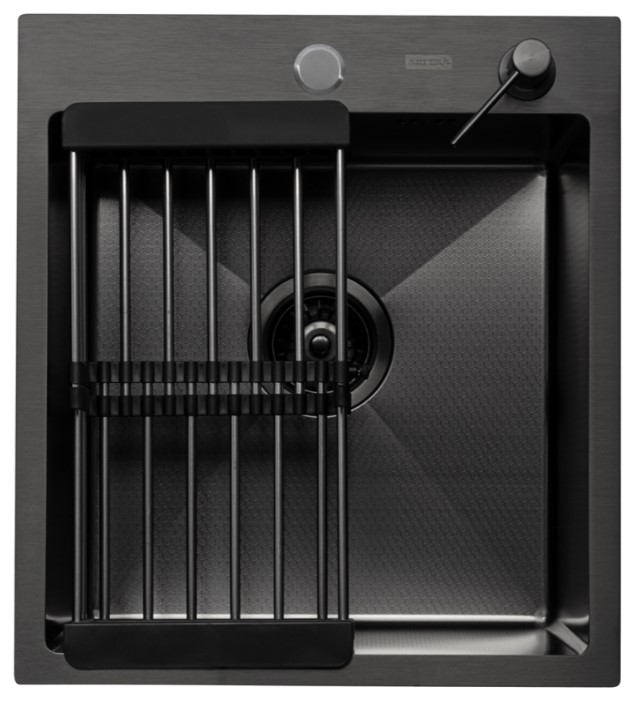 Комплект ARFEKA ECO AR мойка 450*500, коландер, дозатор BLACK DECOR, фото 2