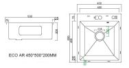 Комплект ARFEKA ECO AR мойка 450*500, коландер, дозатор GOLD