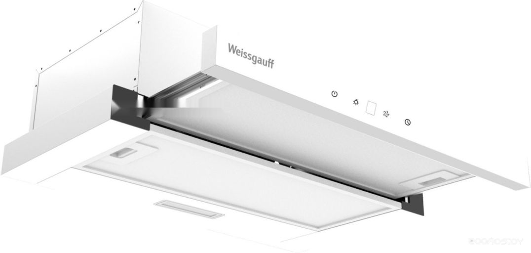 Кухонная вытяжка Weissgauff TEL 600 2M Touch White Glass