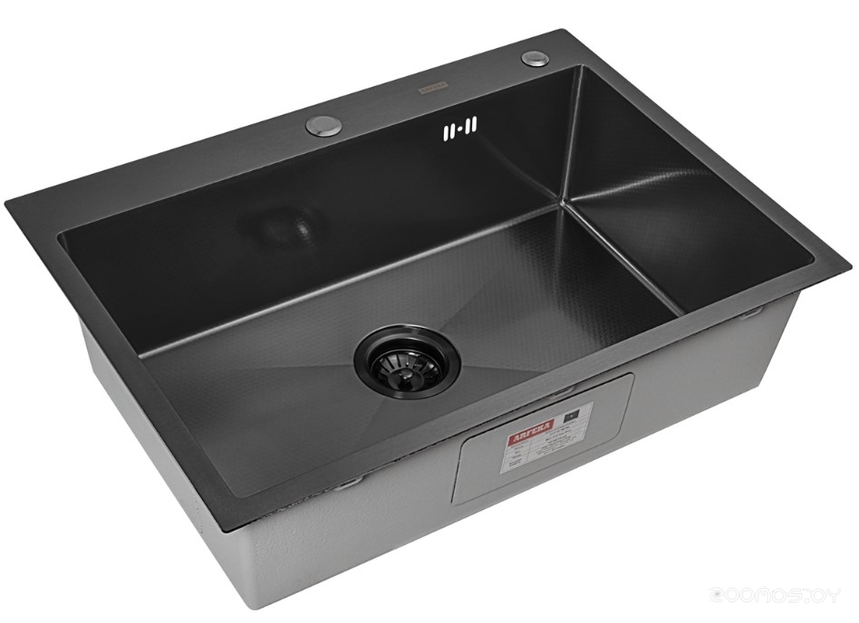 Кухонная мойка ARFEKA ECO AR 70х50+CL AR+DS AR (Black Decor), фото 4
