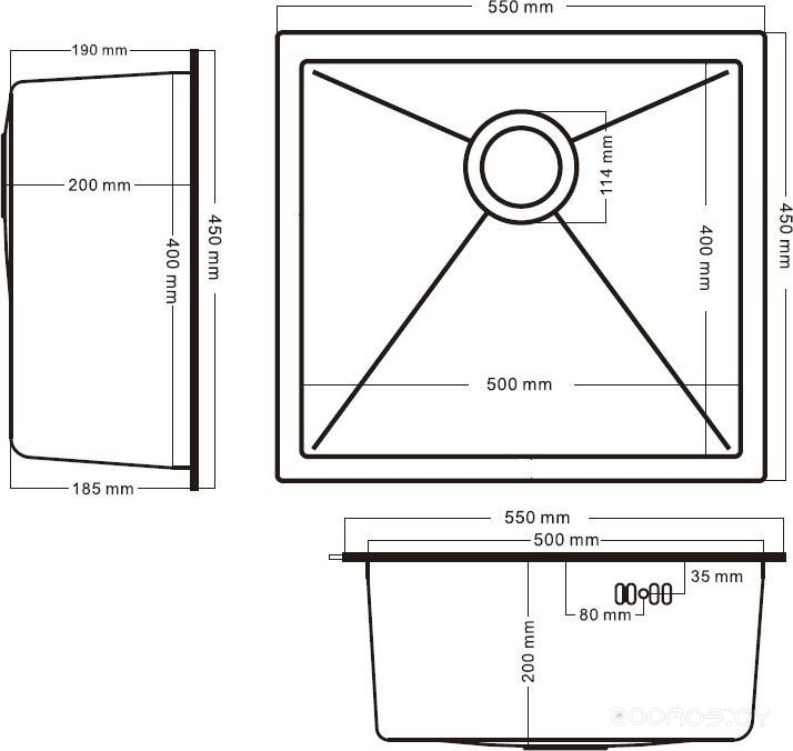Кухонная мойка Schtoff Undermount Best Decor Black 5545, фото 4