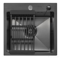 Мойка кухонная ARFEKA ECO AR 45x45 N+CL AR+DS AR (Black Decor, с дозатором и коландером)