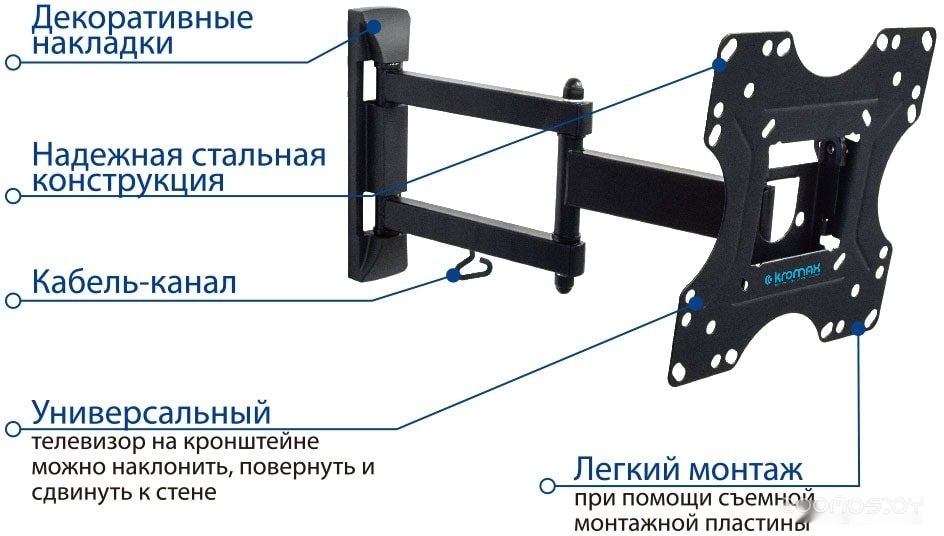 Кронштейн для телевизора Kromax OPTIMA-214 (черный), фото 3