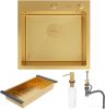 Кухонная мойка Roxen Simple 560220-50G-GR золото/текстурная PVD покрытие (с коландером и дозатором)