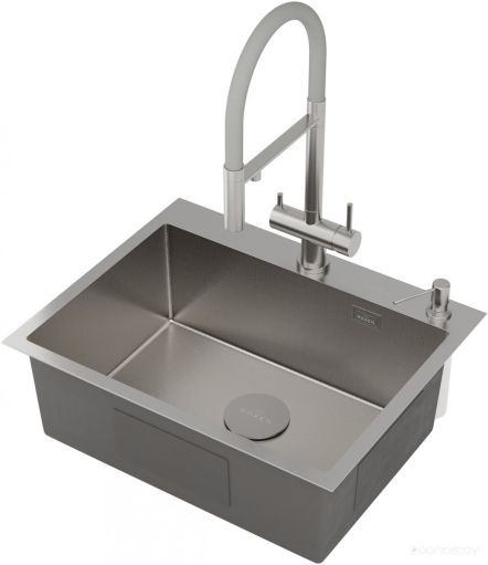 Кухонная мойка Roxen Simple 560220-60-GR сатин/текстурная (с коландером и дозатором)