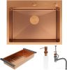 Кухонная мойка Roxen Simple 560220-60BR-V бронза/текстурная PVD покрытие (с коландером и дозатором)