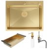 Кухонная мойка Roxen Simple 560220-60G-V золото/текстурная PVD покрытие (с коландером и дозатором)