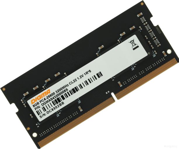 Оперативная память DIGMA 8ГБ DDR4 SODIMM 3200 МГц DGMAS43200008S